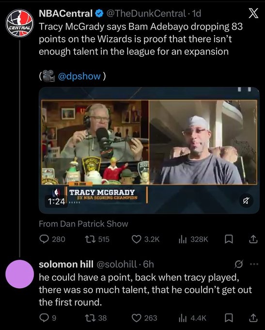 希尔回击麦迪扩军论:你当年天才遍地也过不了首轮 希尔回击麦迪扩军论:你当年天才遍地也过不了首轮