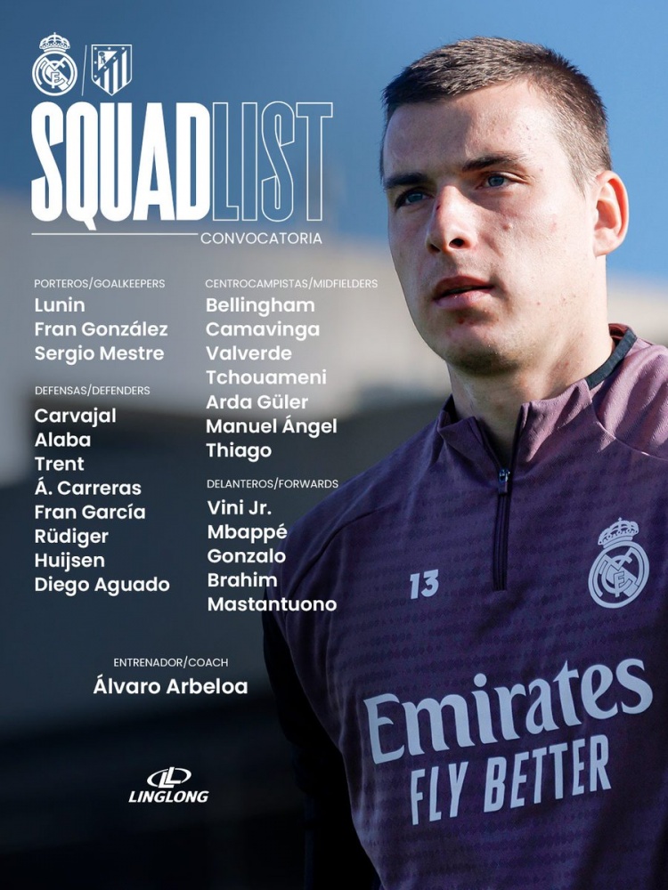 皇马德比名单:姆巴佩贝林领衔 库尔图瓦伤缺 皇马德比名单:姆巴佩贝林领衔 库尔图瓦伤缺