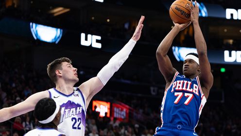 费城三人得分20+客场擒爵士 格莱姆斯25分埃奇库姆两双