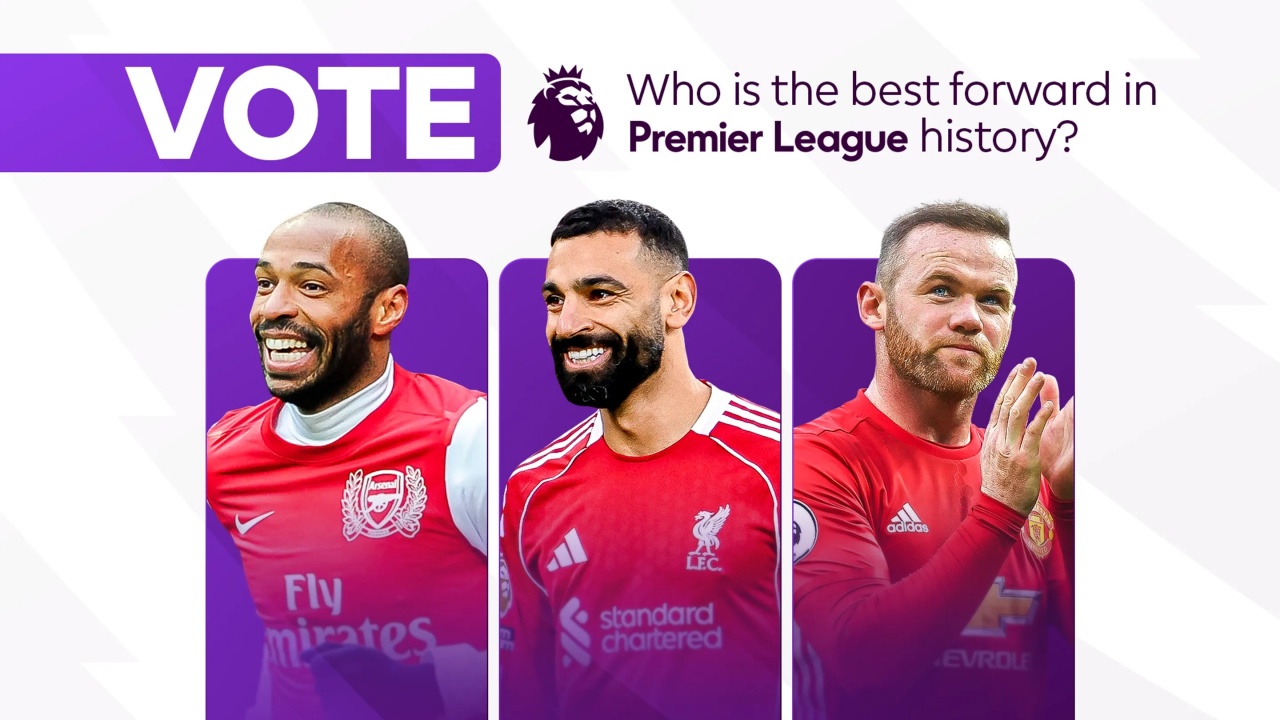 英超官方发起历史最佳前锋投票 亨利萨拉赫鲁尼等12人候选