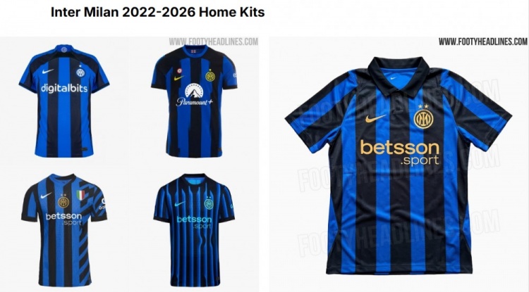 国米26-27赛季主场球衣谍照曝光 锯齿条纹与深黄队徽成新特征