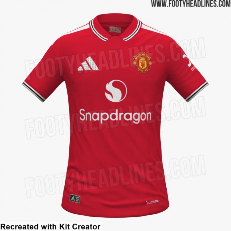 曼联24-25主场球衣谍照曝光 条纹领袖致敬70年代经典