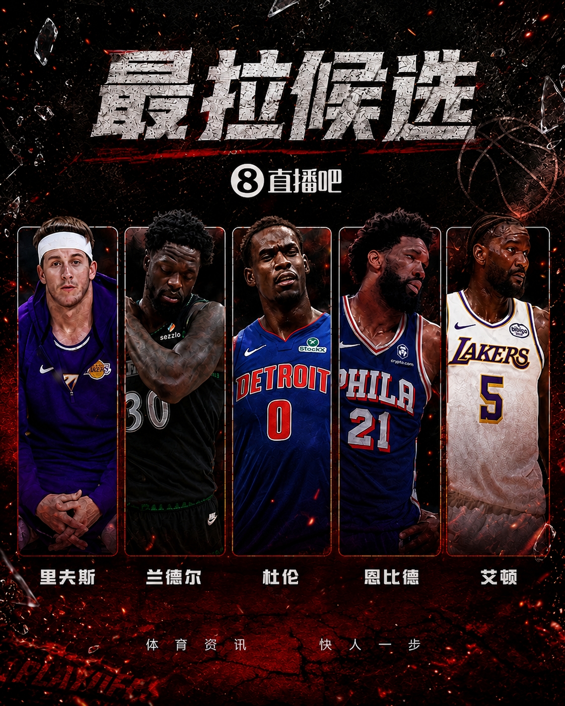 季后赛次轮最拉球员数据对比：里夫斯5.5失误居首，兰德尔命中率仅34.2%