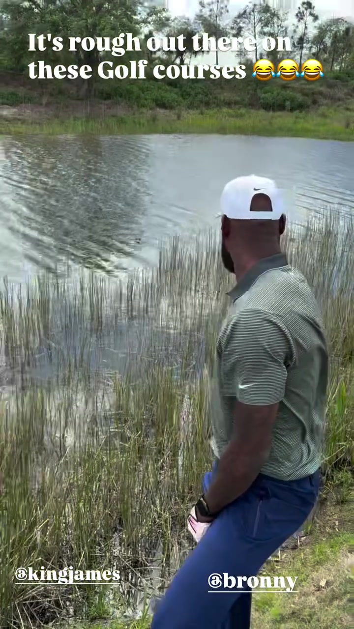 詹姆斯佛罗里达打高尔夫遇鳄鱼 转发视频称“不一样”